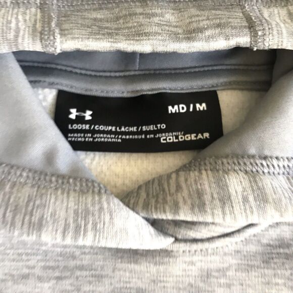 Under Armour Women Hoodie M Loose Gray Purple Storm ColdGear Sweatshirt Pockets - Picture 2 of 12